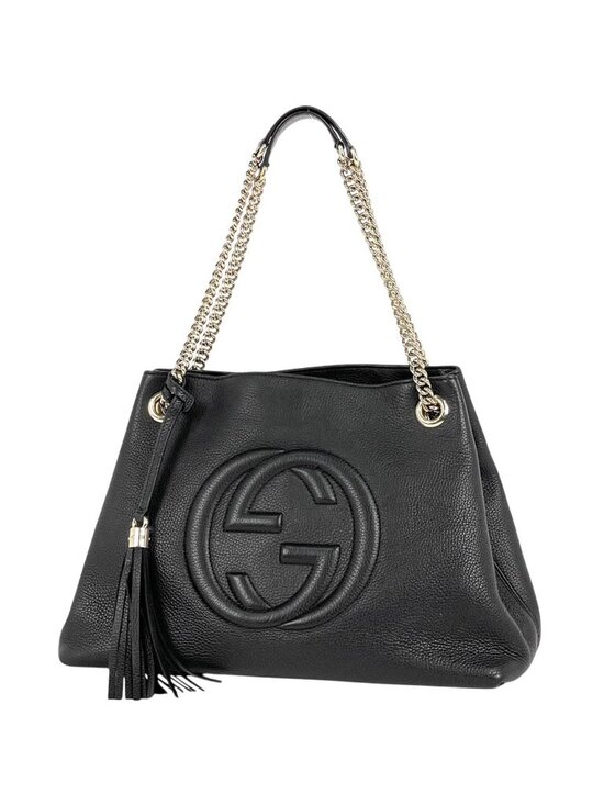 Gucci Handbags - Gucci Soho Chain Shoulder Bag Tote Interlocking Leather Black